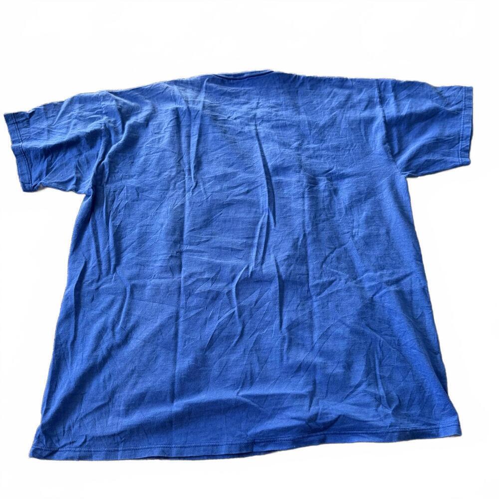 Vintage 90s Jerzees Native Art Wolf Tee Blue XL Jan Taylor Design - Picture 4 of 7